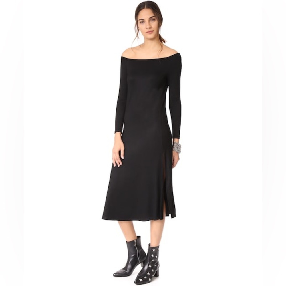 BB Dakota Black Off-the-Shoulder Blaire Midi Dress Whimsigoth Minimalist Vibes